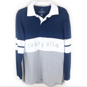 Ivory Ella- Rugby Shirt blue/gray polo pullover size: M
